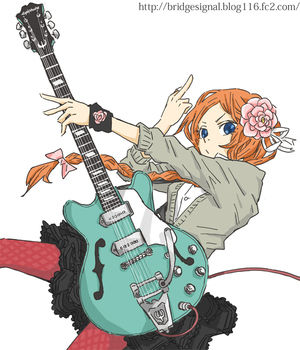 ギターを持った女の子のイラストを見ながらギターの種類を覚えるまとめ おにぎりまとめ